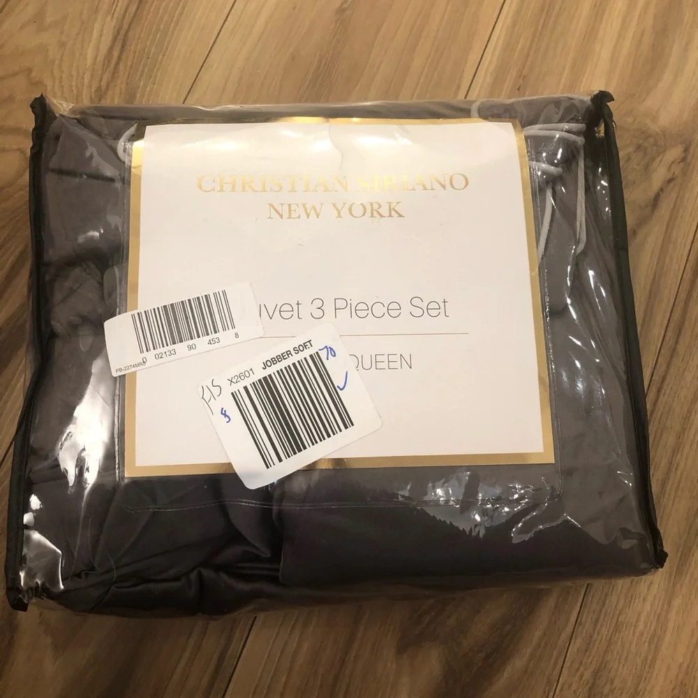 Christian Siriano NY 3 Piece Full/Queen Duvet Set-Dark Gray